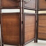 Vintage Six Panel Tinted Bamboo and Rattan Screen, Room Divider