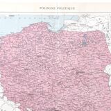 Old map Poland Europe 43x43cm from 1950