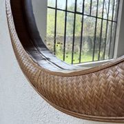 Woven wicker round mirror 1960