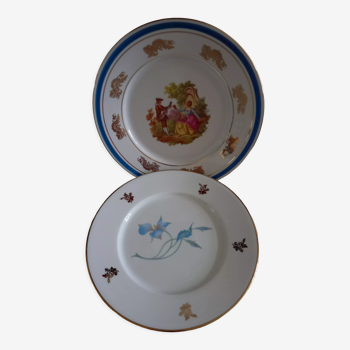 2 plats en porcelaine de Limoges décor d'après Fragonard