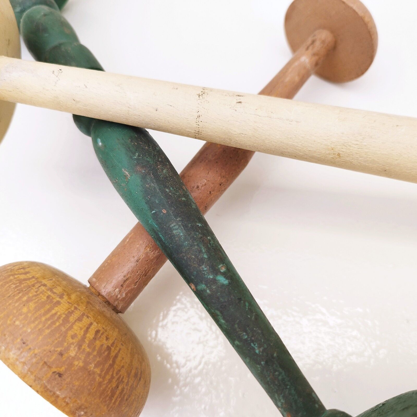 Three vintage wooden hat holders milliner