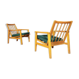 Paire de fauteuils ton vert foncé