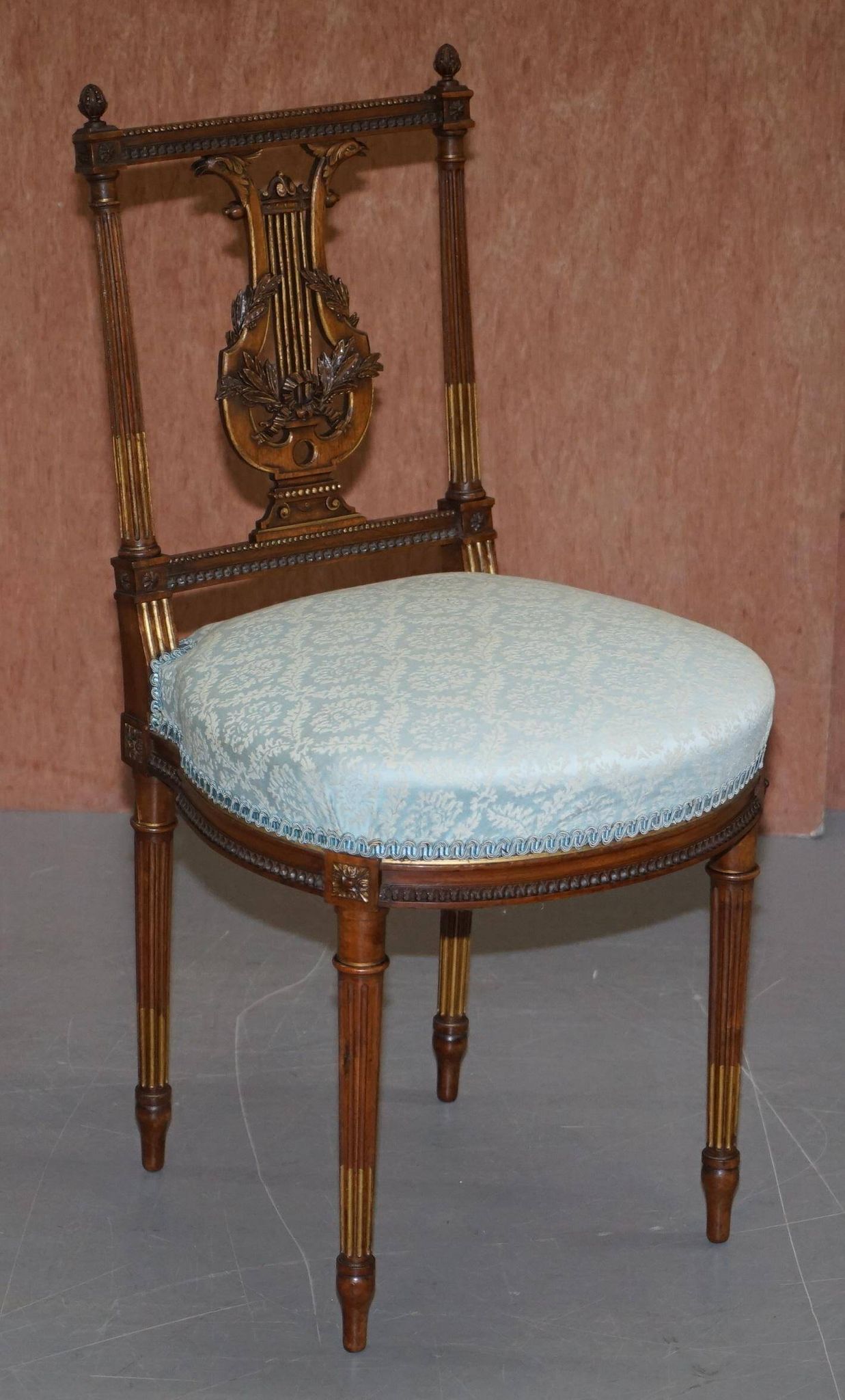 Pair of Carved Golden Wood Accent Chairs