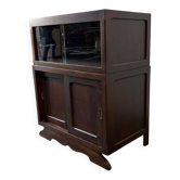Vintage wooden display cabinet with Art Deco accents.