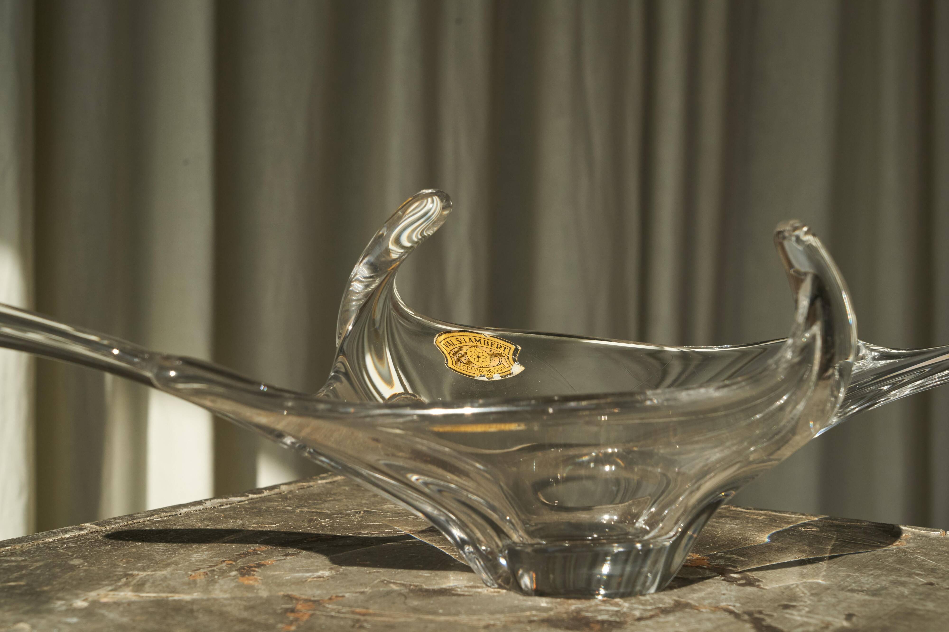 Val Saint Lambert crystal table centrepiece, mid-century 1950.