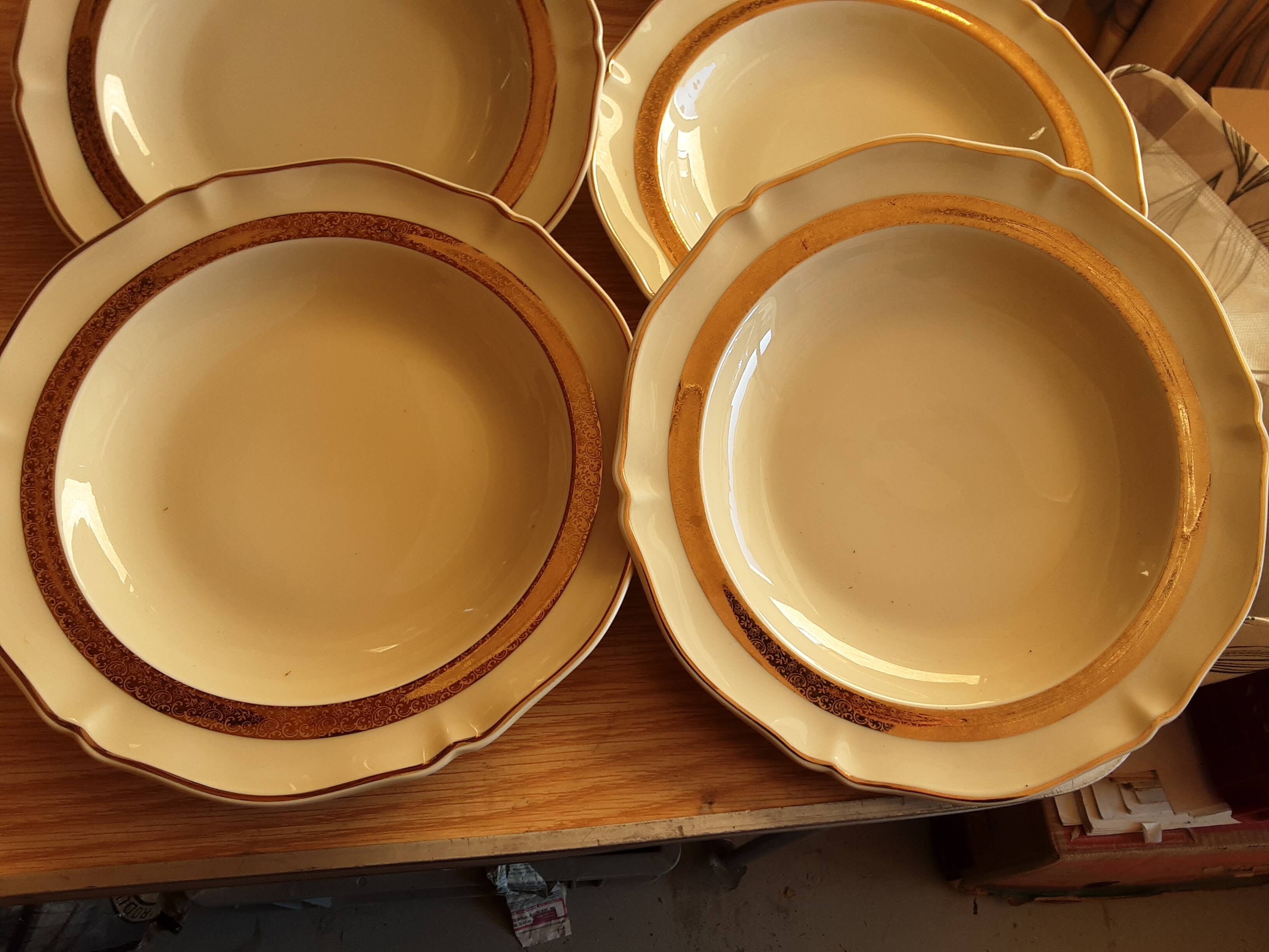 6 semi flat plates art porcelain limoges r. leclair burdet grenoble