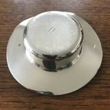 Pair of round candlesticks in silver metal, Danish design