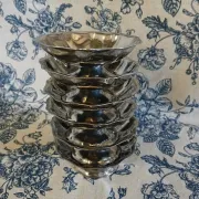 6 antique metal ice cream cups