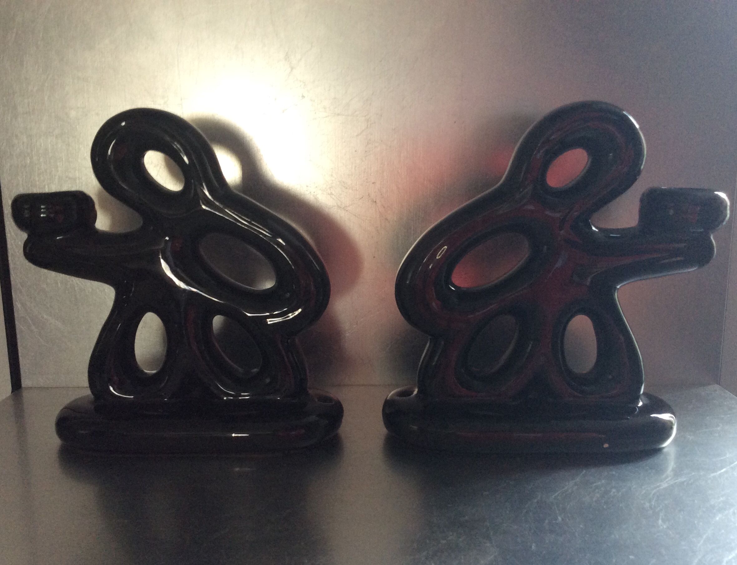 Pair of ceramic Art Deco candlesticks
