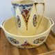 Art Deco bowl and dish from Saint-Amand, hand-painted floral decoration.