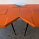 Set of 4 orange fibreglass tables from the 70s space age.