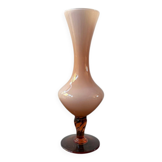 Vase en verre rose Empoli vintage