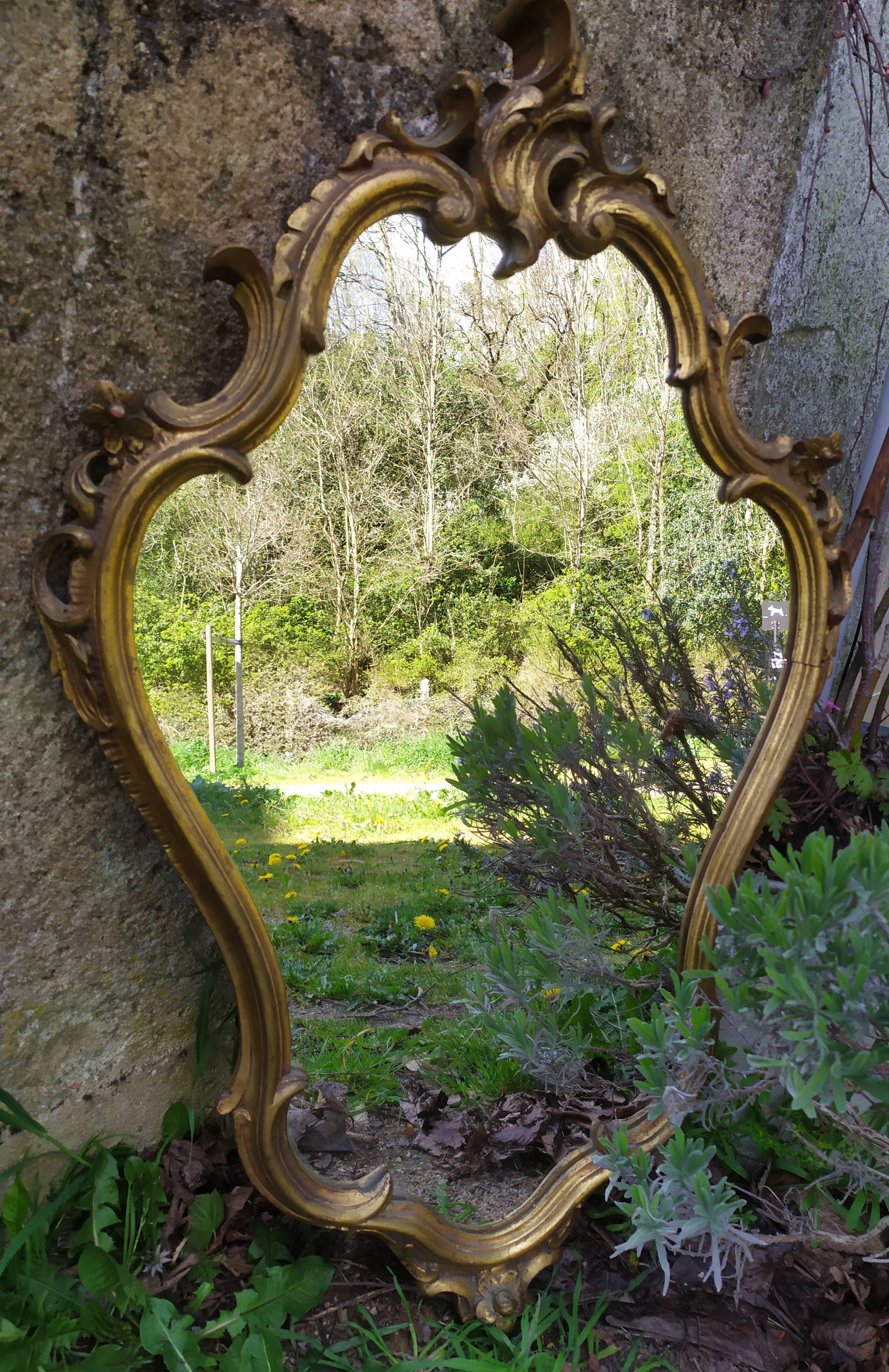 Baroque mirror in gilded wood 87x54cm