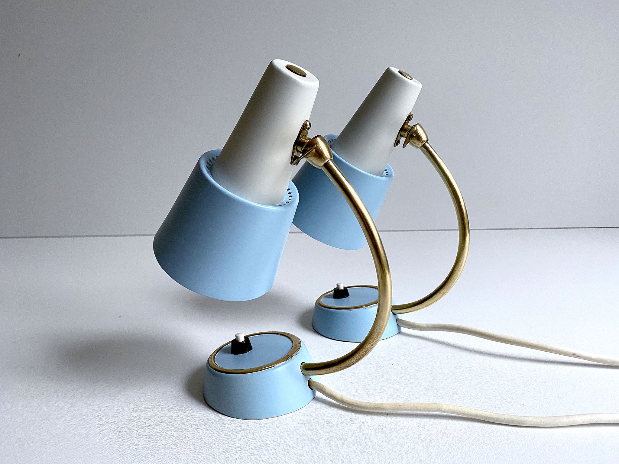Pair of vintage table or bedside lamps, brass, 50s 60s
