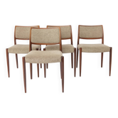Set of 4 Niels Otto Møller Model 80 Rosewood Dining Chairs, Danish Modern