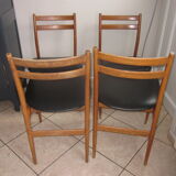 4 Scandinavian chairs teak and skai 1960