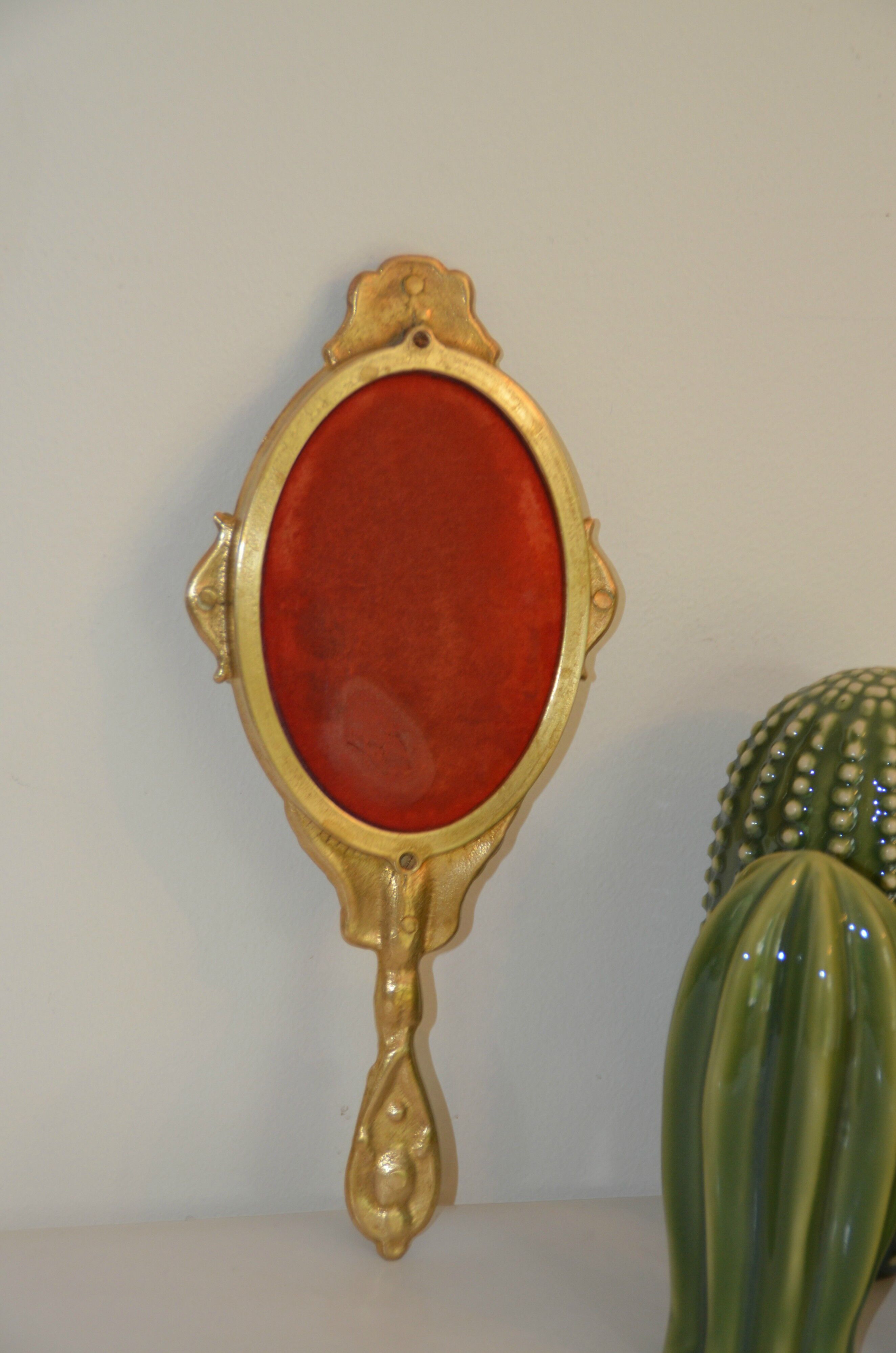 Mirror opposite hand brass 13x30cm