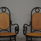 Chairs in curved beech and vienna straw, 1980s, set of 4