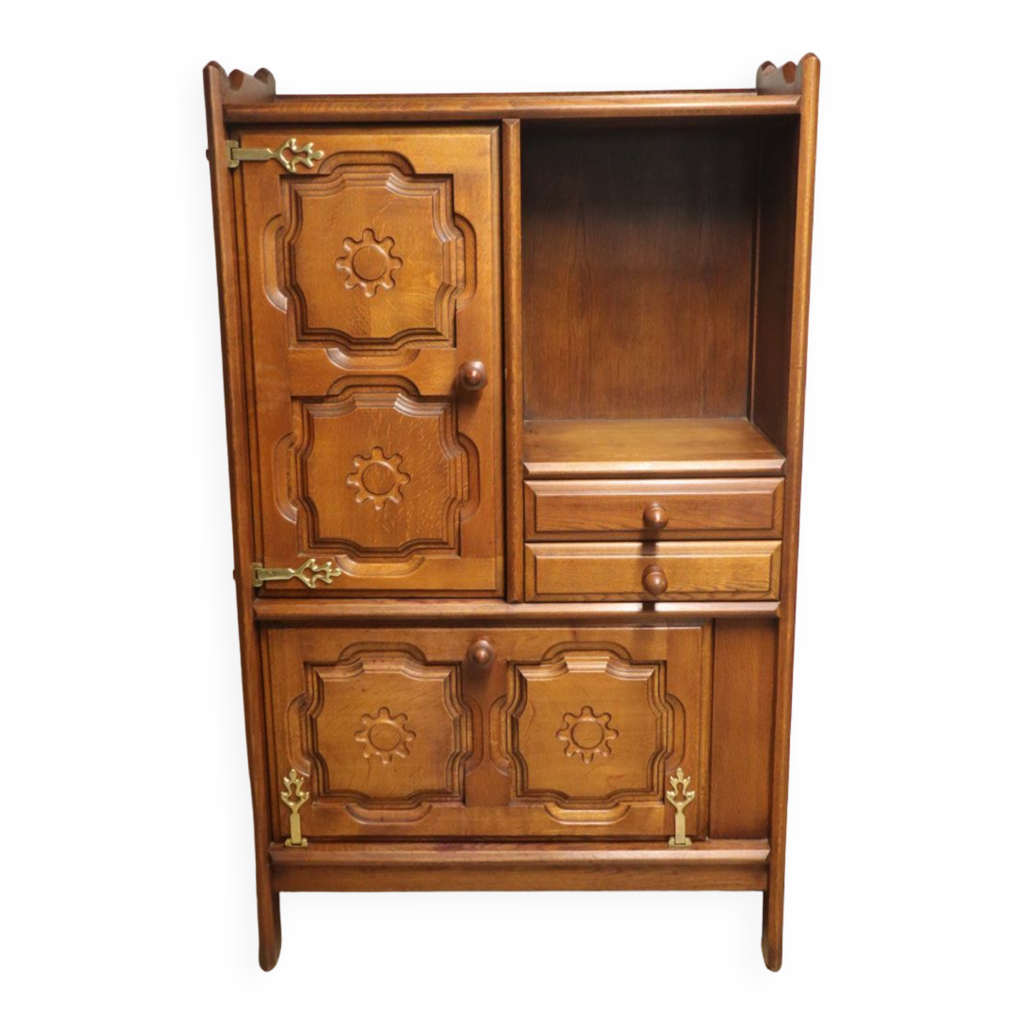 Armoire vintage de Guillerme et Chambron en chêne, 1960 Selency