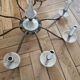 Lustre with 8 light arms in Hollywood Regency style – Gold brass and marble