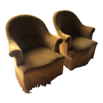 Paire de fauteuil crapaud bronze