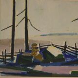 Winter day in the garden by Kåge Liefwendal 1960s