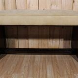 Art deco bench in beige velvet and veneer wood