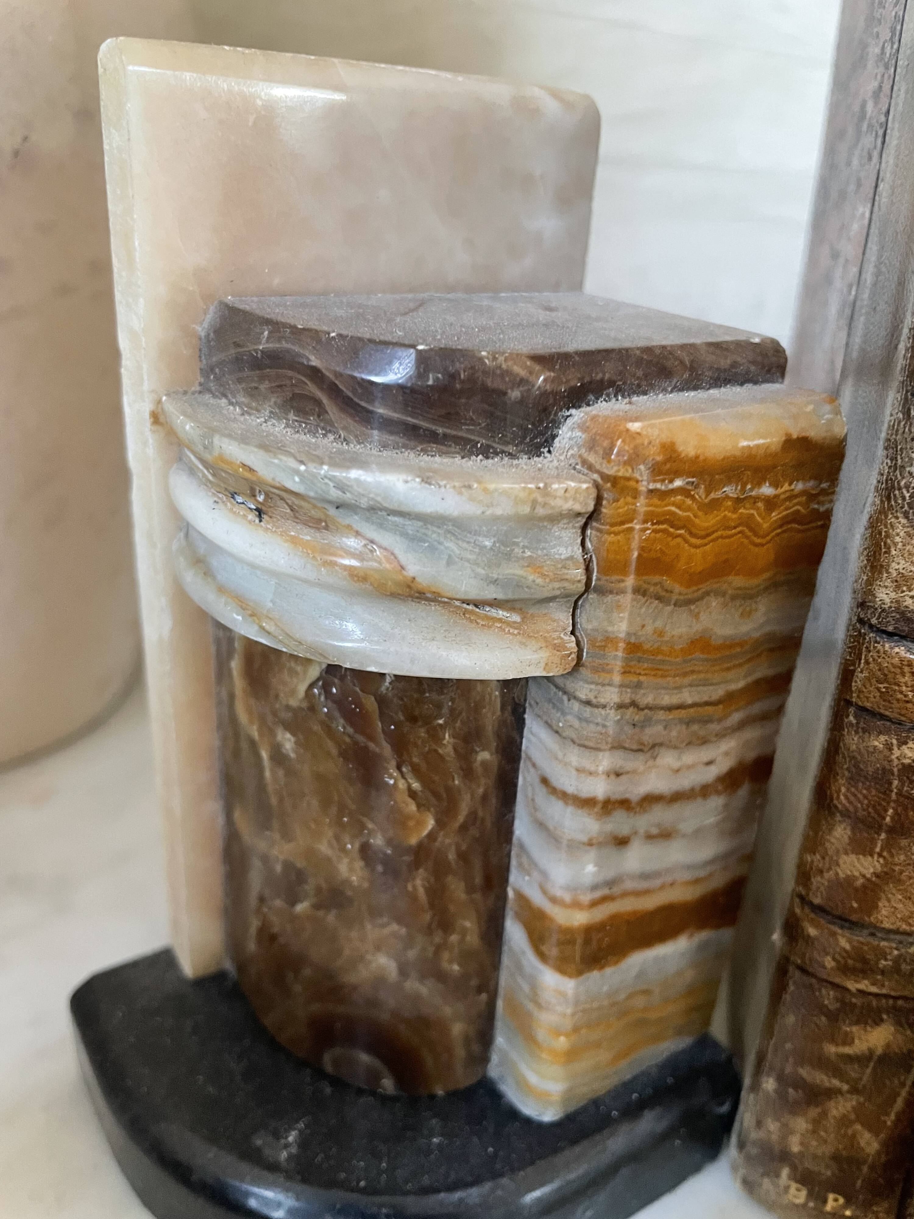 Art Deco pair of onyx bookends