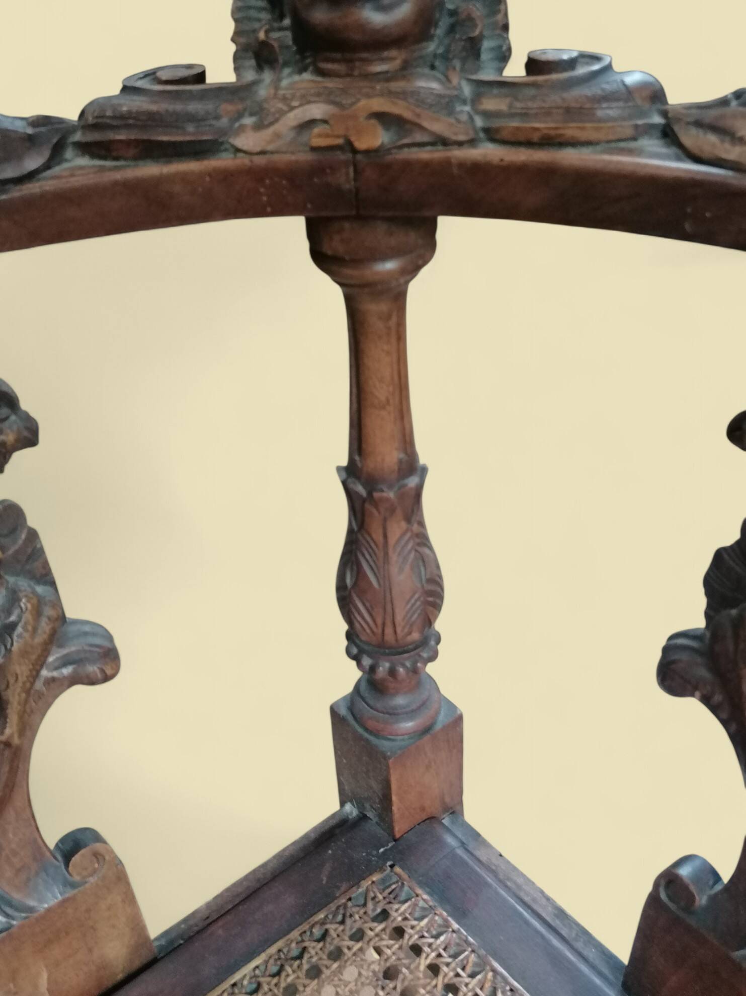 Carved wooden corner armchair - 19th century