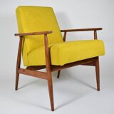 Fauteuil original "FOX", Pologne années 1970, entièrement restauré, jaune