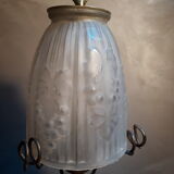 Black wrought iron lamp with gold patina