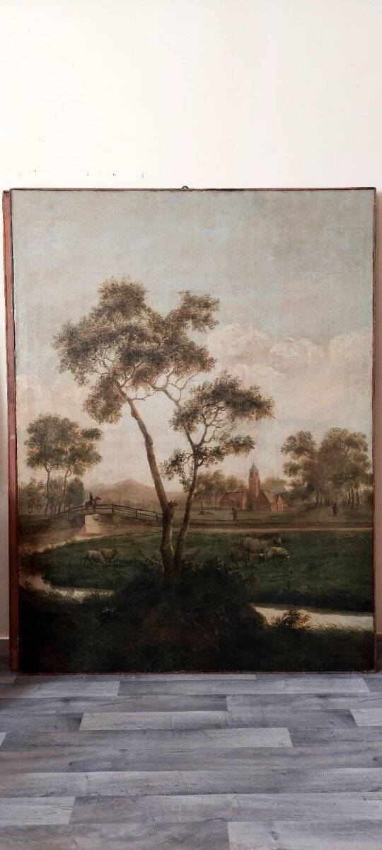 Large oil painting on canvas 2 m x 1.50 m - animated landscape - Charles Louis Verboeckhoven