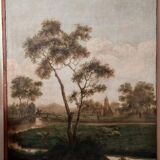 Large oil painting on canvas 2 m x 1.50 m - animated landscape - Charles Louis Verboeckhoven