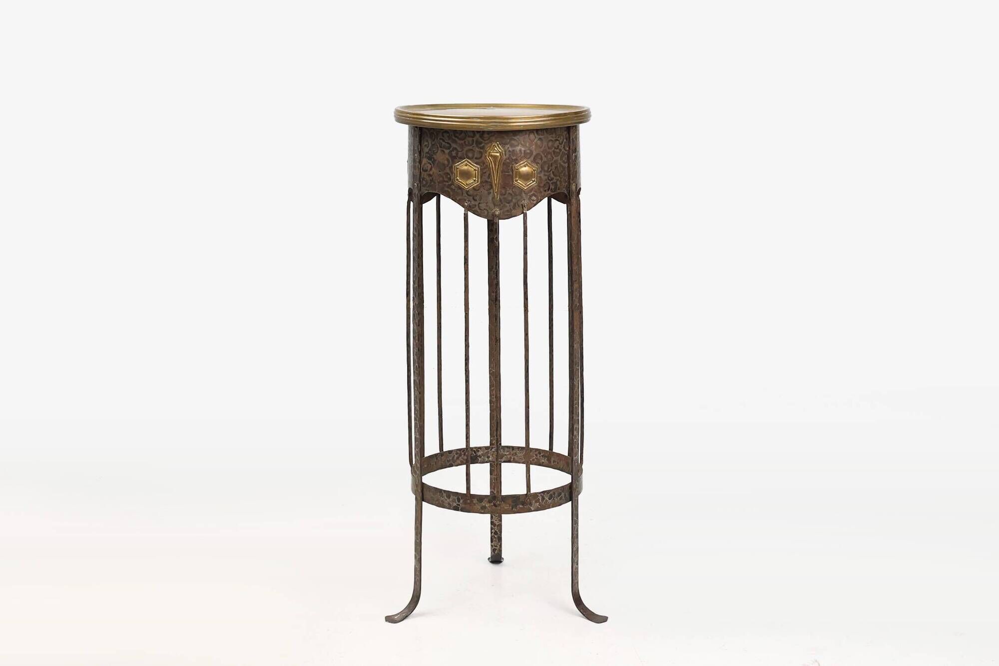 Art Nouveau wrought iron and brass high console Wiener Secession style