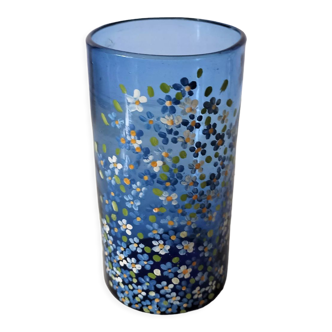 Hand-painted blown glass vase