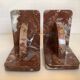 Pair of art deco morello cherry marble bookends