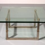 Peter Ghyczy glass coffee table with stainless steel frame Biri T29