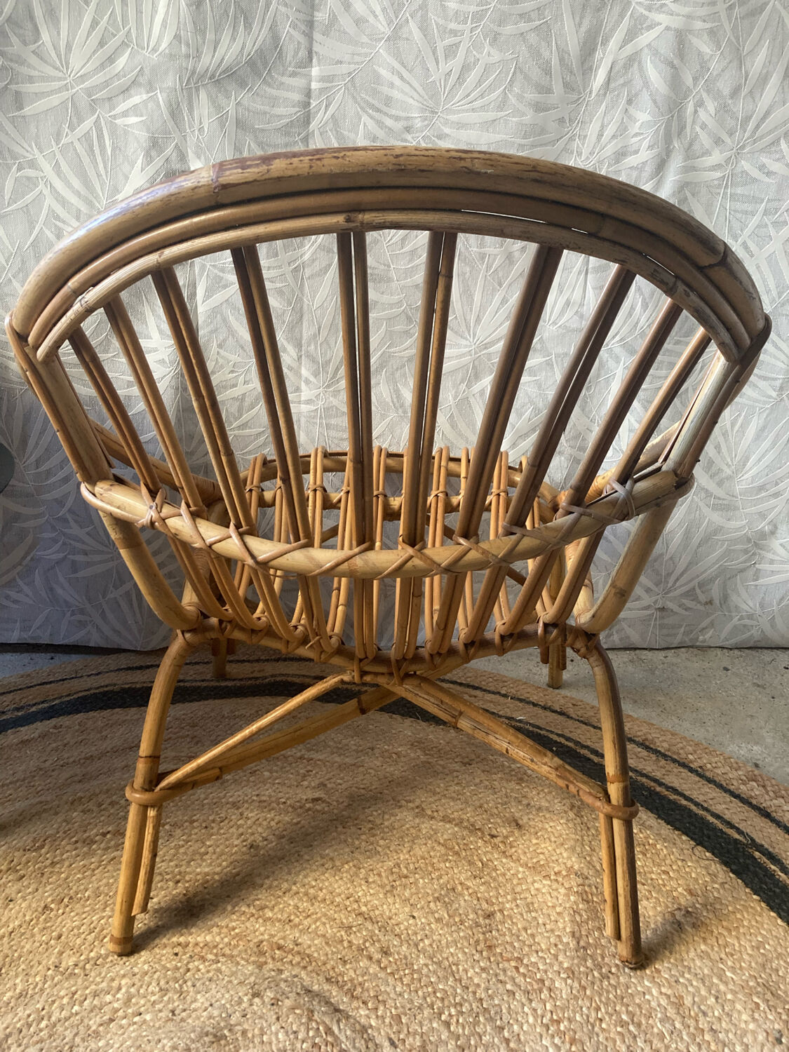 Rattan basket armchair