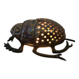 Zoomorphic scarab lamp in glazed ceramic