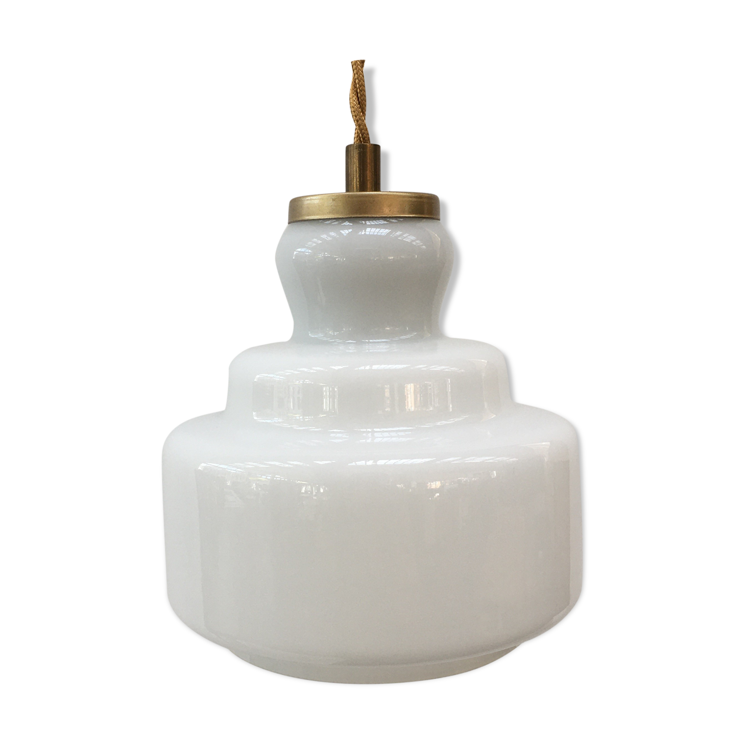 Art Deco pendant lamp in white opaline