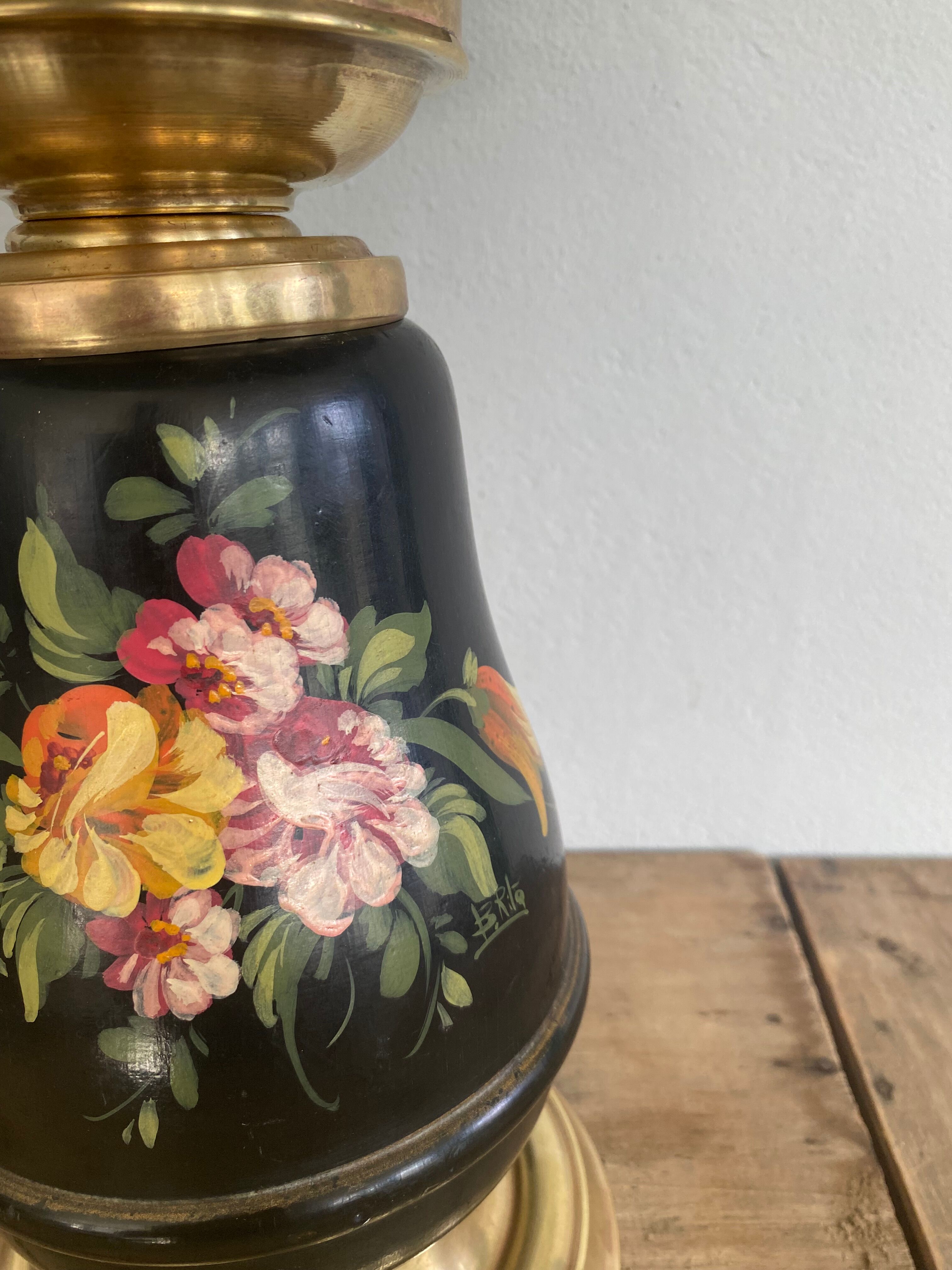 19th century ceramic lamp base, 2 m fabric cable