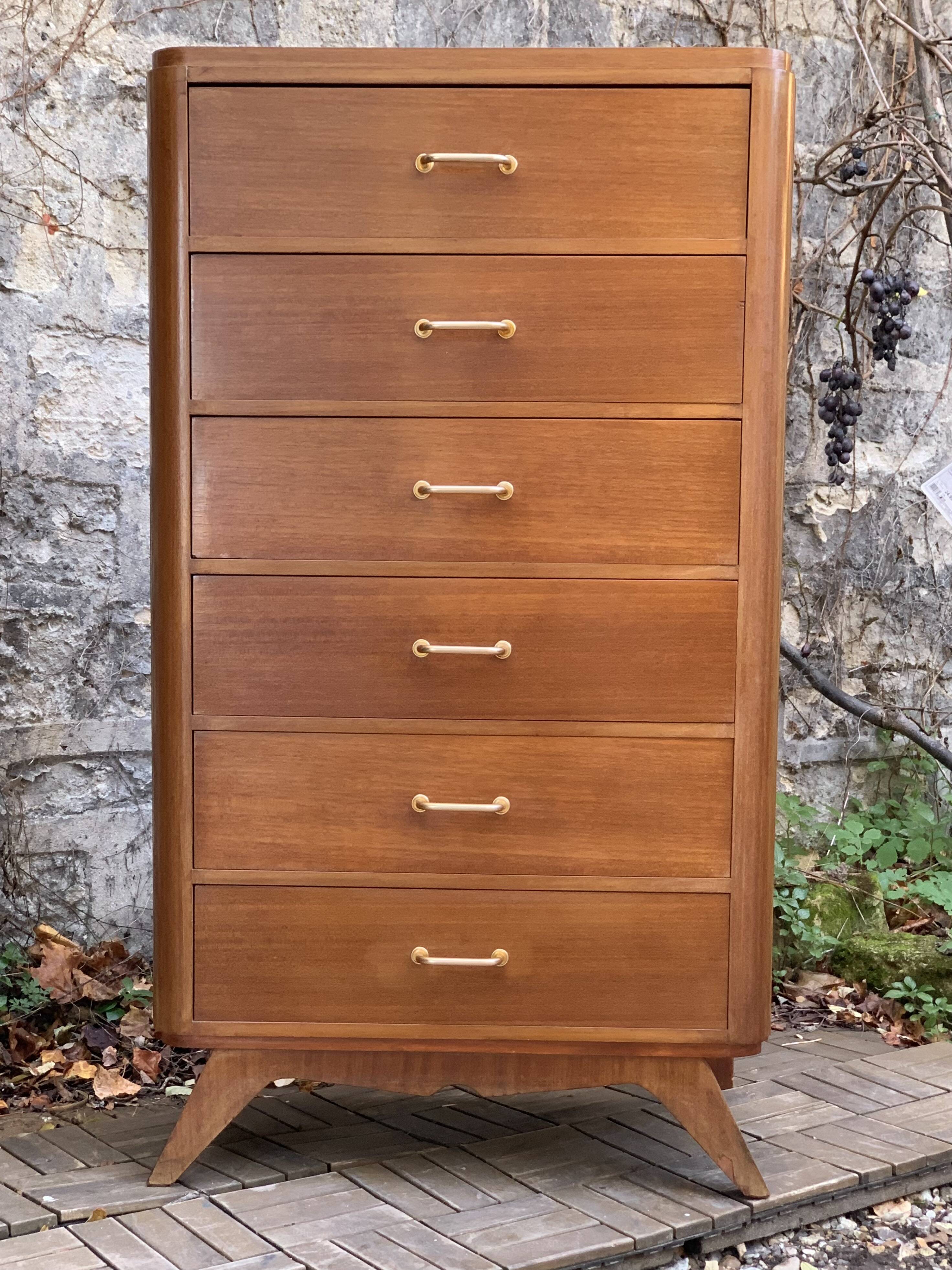 Vintage chest of drawers with compass feet 1960 H112