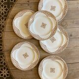 Set of 6 vintage flat ironstone plates, Andalous model from Longwy