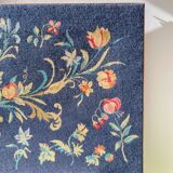 Large vintage canvas tapestry with floral pattern 1970