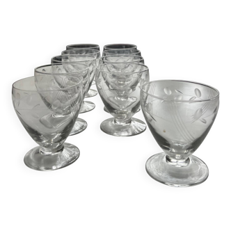 10 verre à vin ciselé 1960