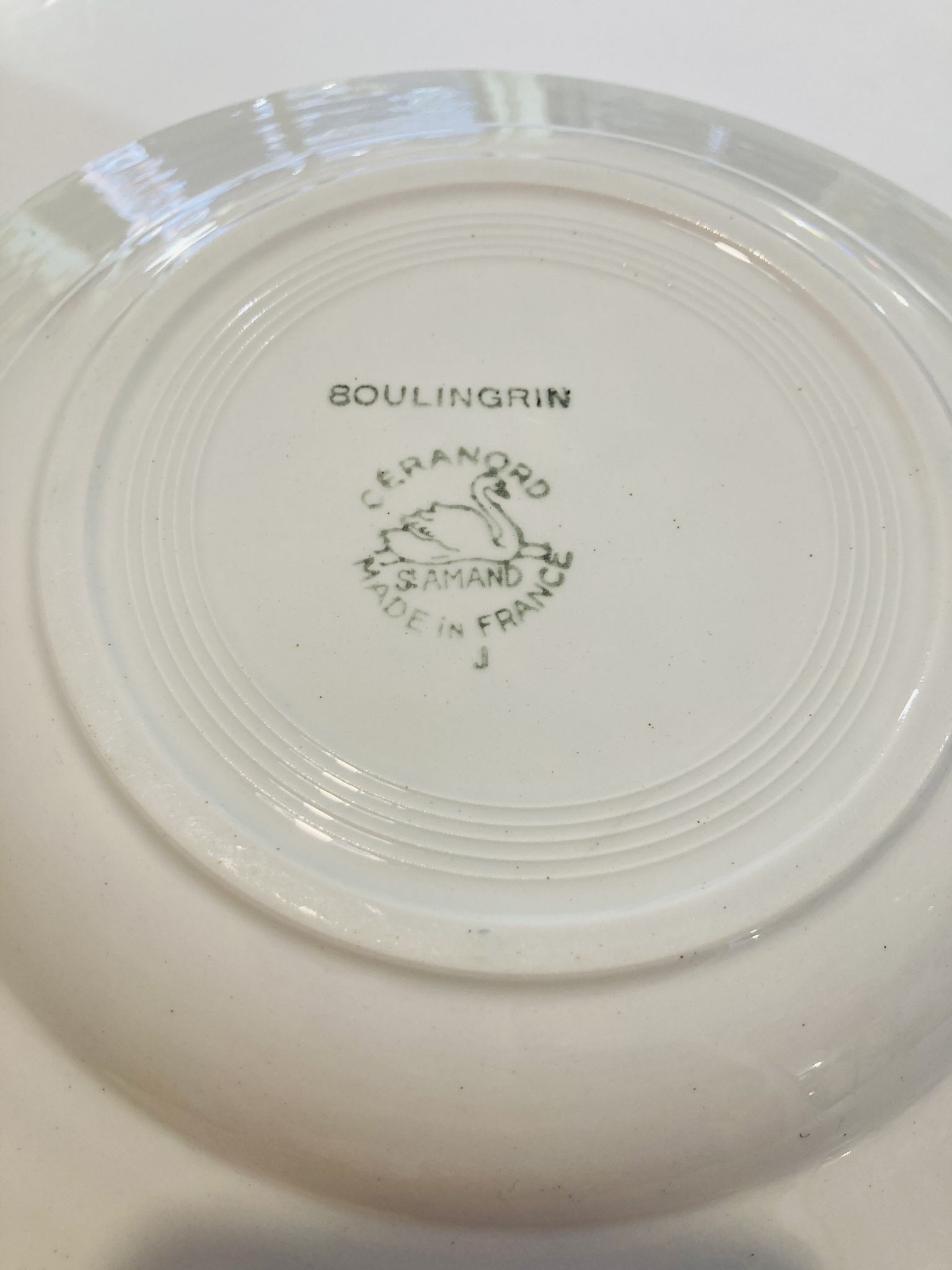 8 hollow plates ceranord st amand boulingrin pink and blue -vintage-kitchen-retro