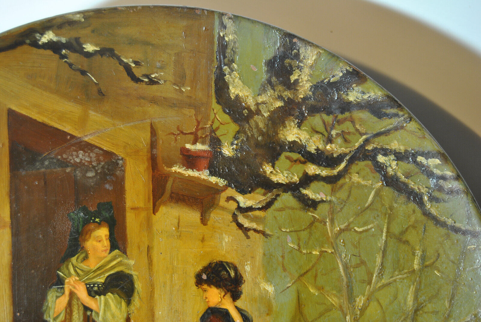 Alsatian terracotta dish painted decorative 19th century