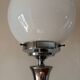 Vintage 1970s chrome globe lamp with bamboo-like finish