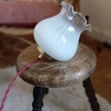 Opaline tulip mood lamp with white ruffles