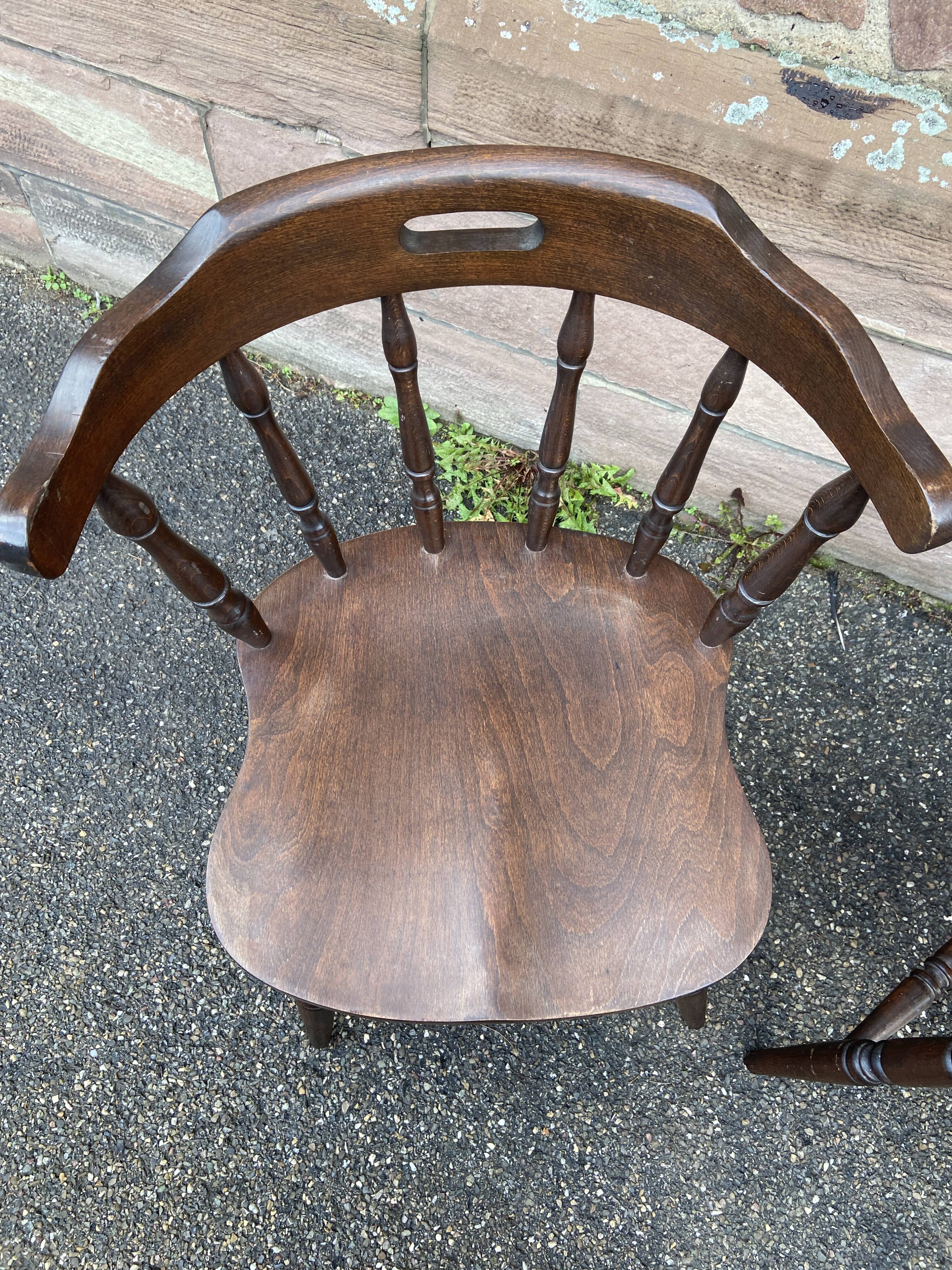 Vintage Hutten style 80s Western bistro wooden armchairs